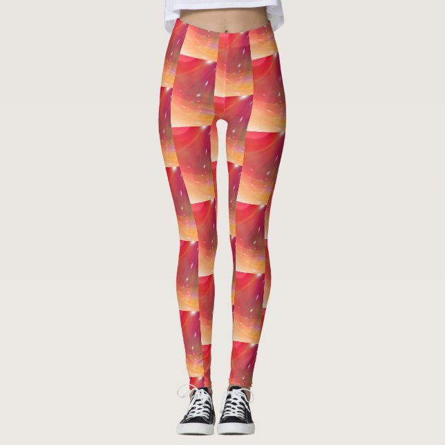 Leggings Motif Abstrait à vague de corail (Devant)