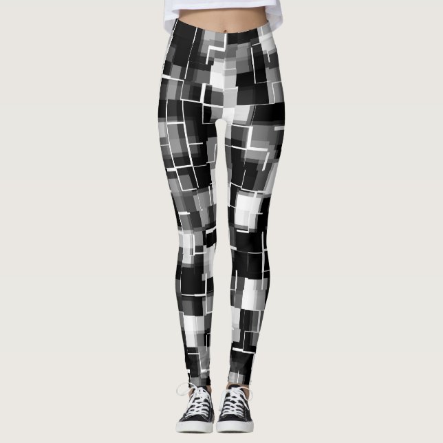 Leggings Motif Abstrait  Black White (Devant)