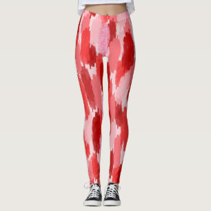 Leggings Motif Abstrait de brosses rose rouge