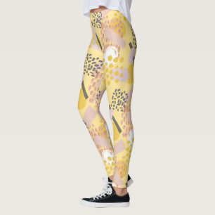 Leggings Motif Abstrait élégant et tendance en jaune et ros