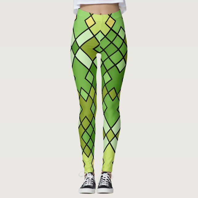 Leggings motif Abstrait géométrique moderne quadrillé (Devant)