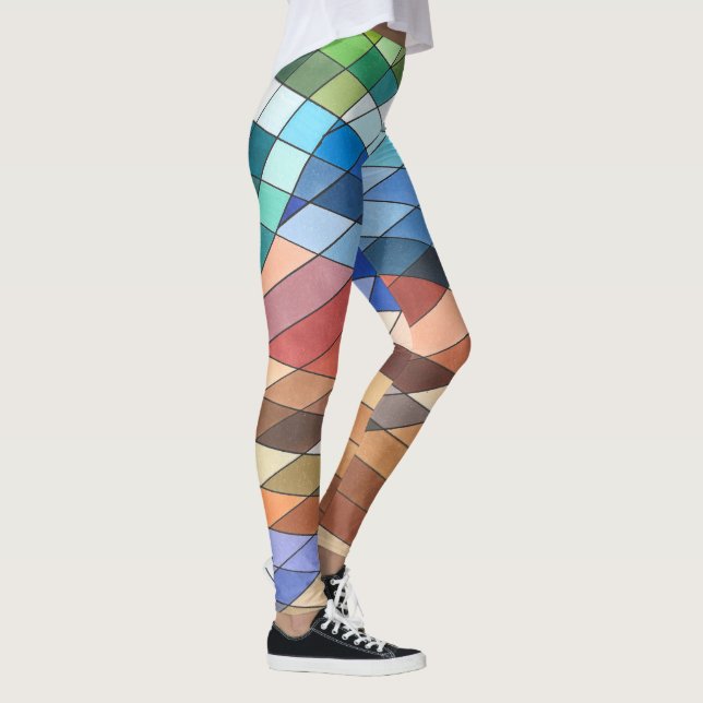 Leggings Motif Abstrait géométrique peint à la main (Droite)