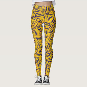 Leggings Motif Abstrait Ludique : Points Navy sur Fond Jaun