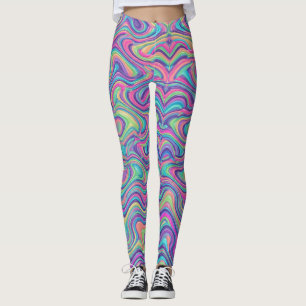 Leggings Motif Abstrait Marbré Psychédélique Vibrant