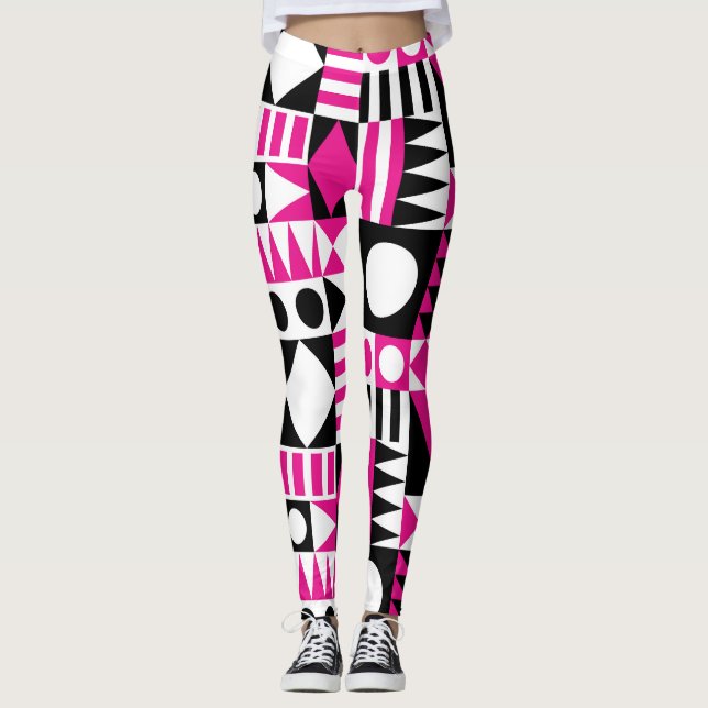 Leggings Motif abstrait moderne du milieu du siècle. (Devant)