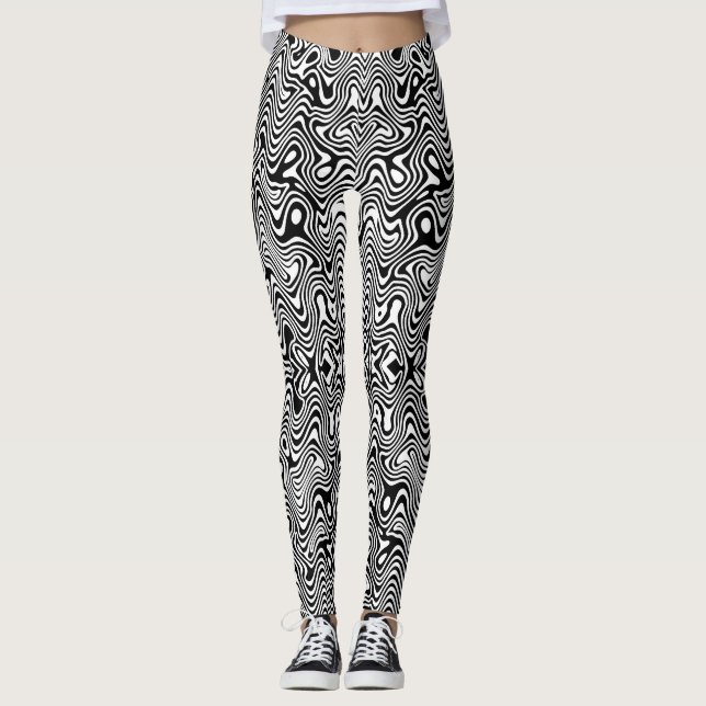 Leggings Motif abstrait noir et blanc (Devant)