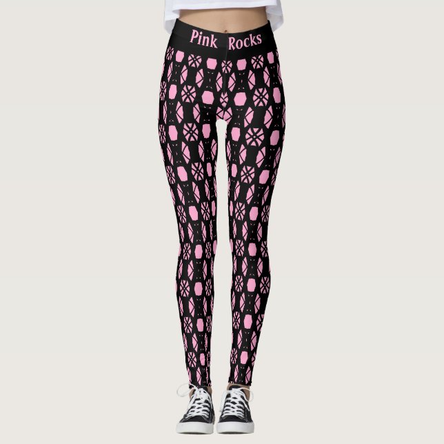 Leggings Motif Abstrait noir et rose élégant (Devant)