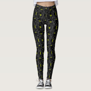 Leggings Motif Abstrait noir vert