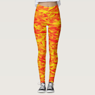 Leggings Motif Abstrait orange rouge jaune