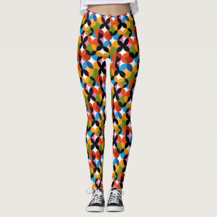 Leggings Motif Abstrait Rétro Coloré Moderne du Milieu du S