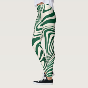 Leggings Motif Abstrait Retro Green