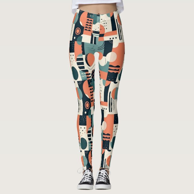 Leggings Motif Abstrait sans fil minimal - géométrique (1) (Devant)