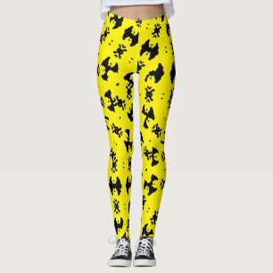Leggings Motif Abstrait transparent sur Arrière - plan jaun