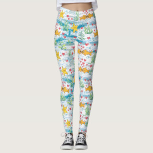 Leggings Motif adorable d'amour océanique Poissons mignon