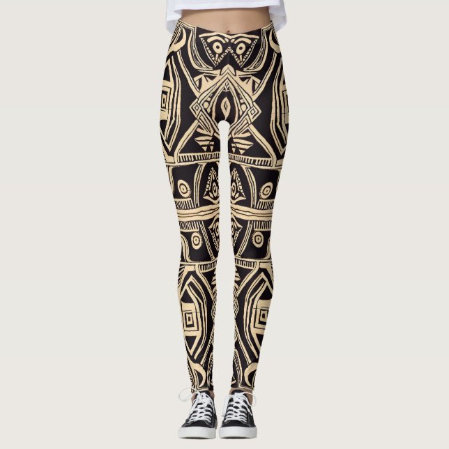 Leggings Motif africain en tissu de boue (Devant)