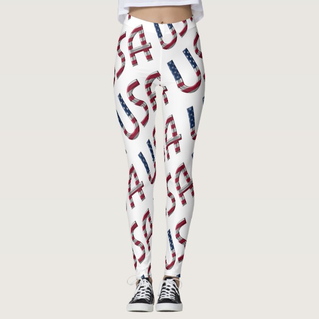 Leggings MOTIF américain de la typographie du drapeau (Devant)