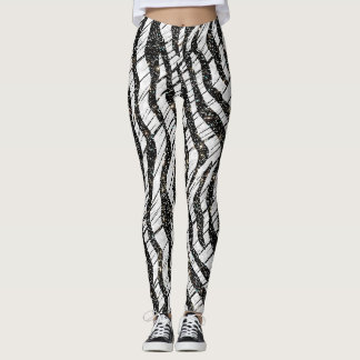 Leggings Motif Animaux Abstraits blancs et noirs