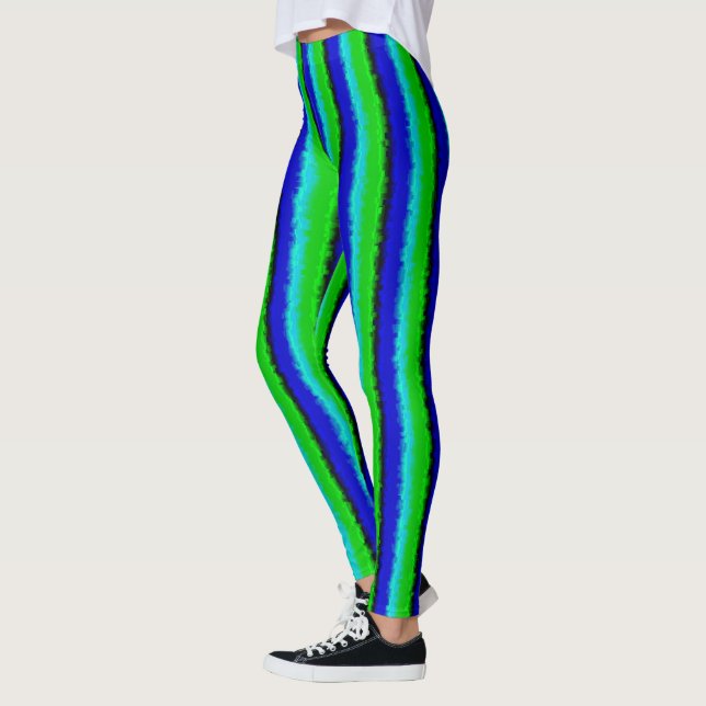 Leggings Motif arc-en-ciel bleu vert abstrait 3D (Gauche)