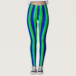 Leggings Motif arc-en-ciel bleu vert abstrait 3D