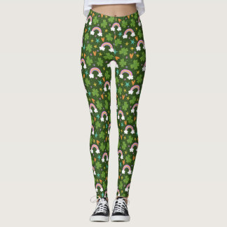 Leggings Motif arc-en-ciel de trèfle pour la Saint-Patrick