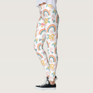 Leggings Motif arc-en-ciel fleuri coloré