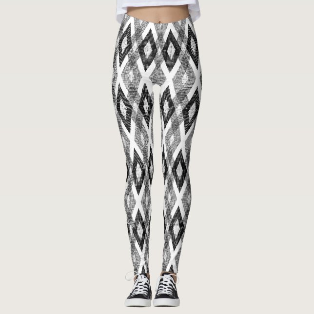 Leggings Motif arlequin de Grunge noir et blanc (Devant)