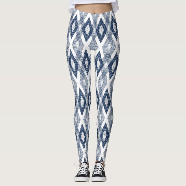 Leggings Motif arlequin de marine bleu et blanc (Devant)