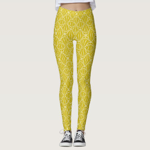 Leggings Motif Art Déco élégant jaune avec motif diamant