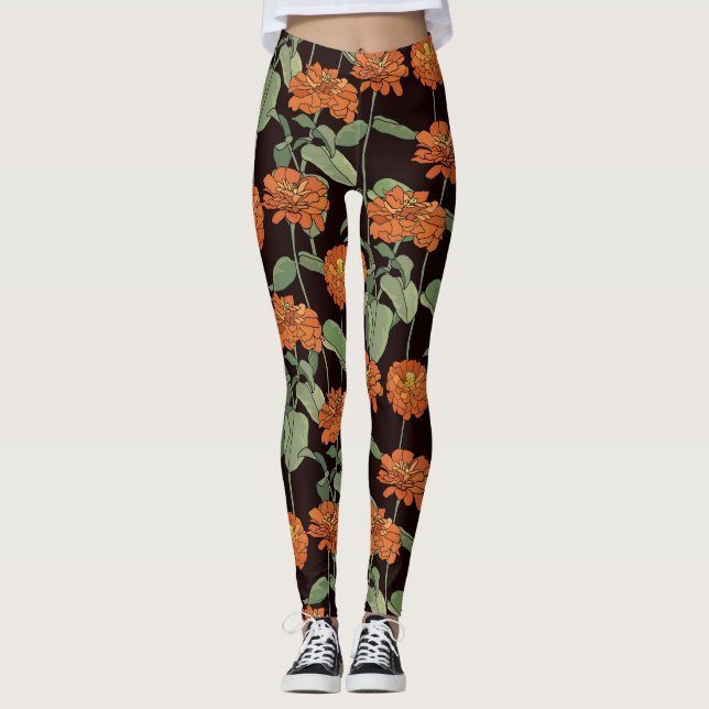 Leggings Motif avec marigold rouge (Devant)