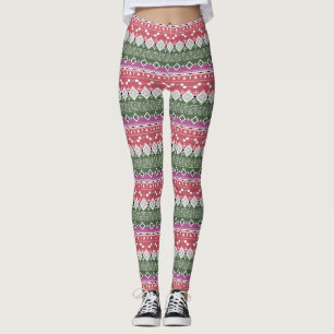 Leggings Motif Aztec, rayures /