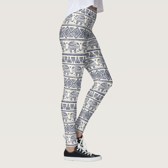 Leggings Motif aztèque tribal ethnique d'éléphant (Droite)