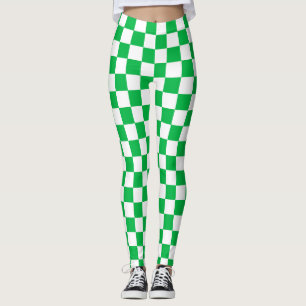 Leggings Motif blanc À damiers blanc vert