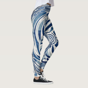 Leggings Motif blanc bleu tourbillon 02