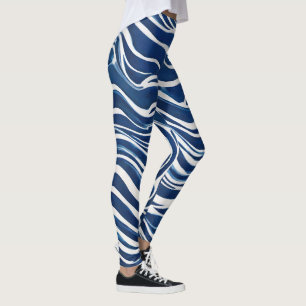 Leggings Motif blanc bleu tourbillon 06