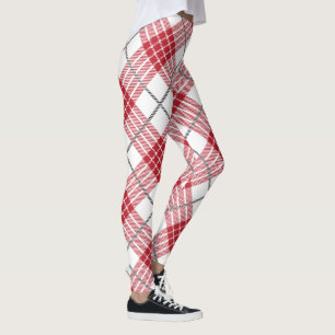 Leggings Motif blanc et gris rouge