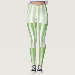 Leggings Motif blanc vert rayé