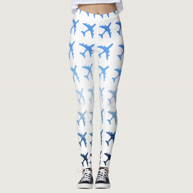 Leggings Motif bleu d'avion de gradient (Devant)