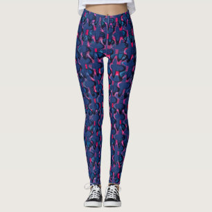 Leggings Motif bleu et rose rétro