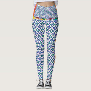 Leggings motif bleu et vert avec un arrière - plan blanc