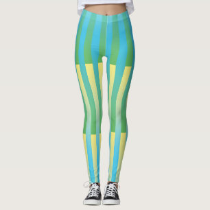 Leggings Motif bleu jaune vert rayé