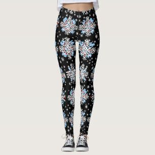 Leggings Motif Blue Snowflake