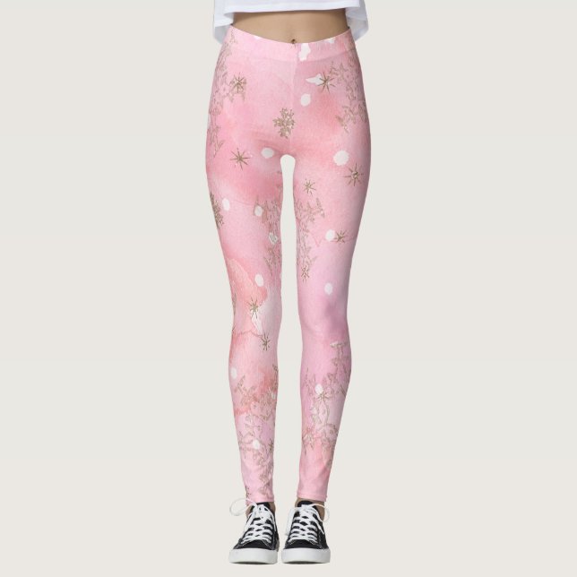 Leggings Motif Boho de Noël rose (Devant)