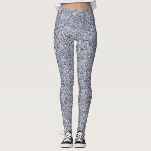 Leggings Motif botanique Abstrait élégant bleu/gris