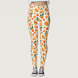 Leggings Motif botanique d'agrumes orange