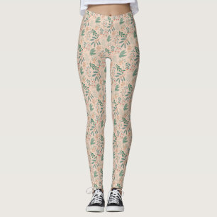 Leggings Motif botanique d'hiver de crème