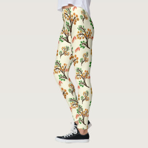 Leggings Motif botanique sans couture avec une branche de f