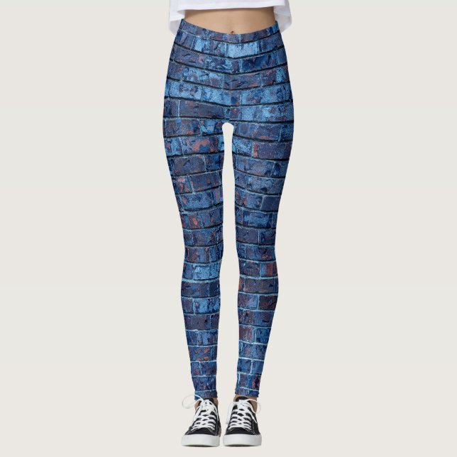 Leggings Motif Briques Bleues (Devant)