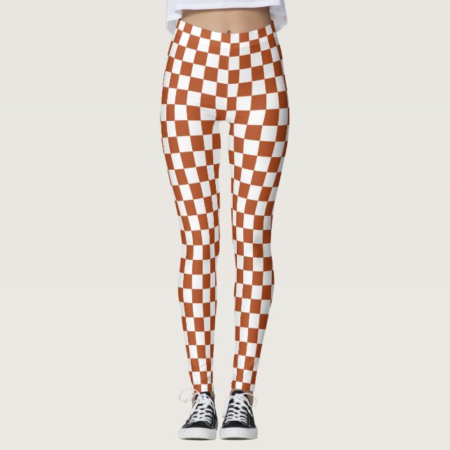 Leggings Motif Brown blanc À damiers chèque (Devant)