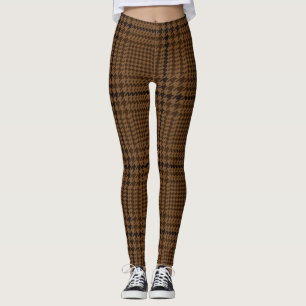 Leggings Motif Brown Houndstooth Glen Check