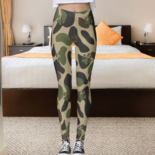 Leggings Motif camouflage patte de chat animal gris olive m